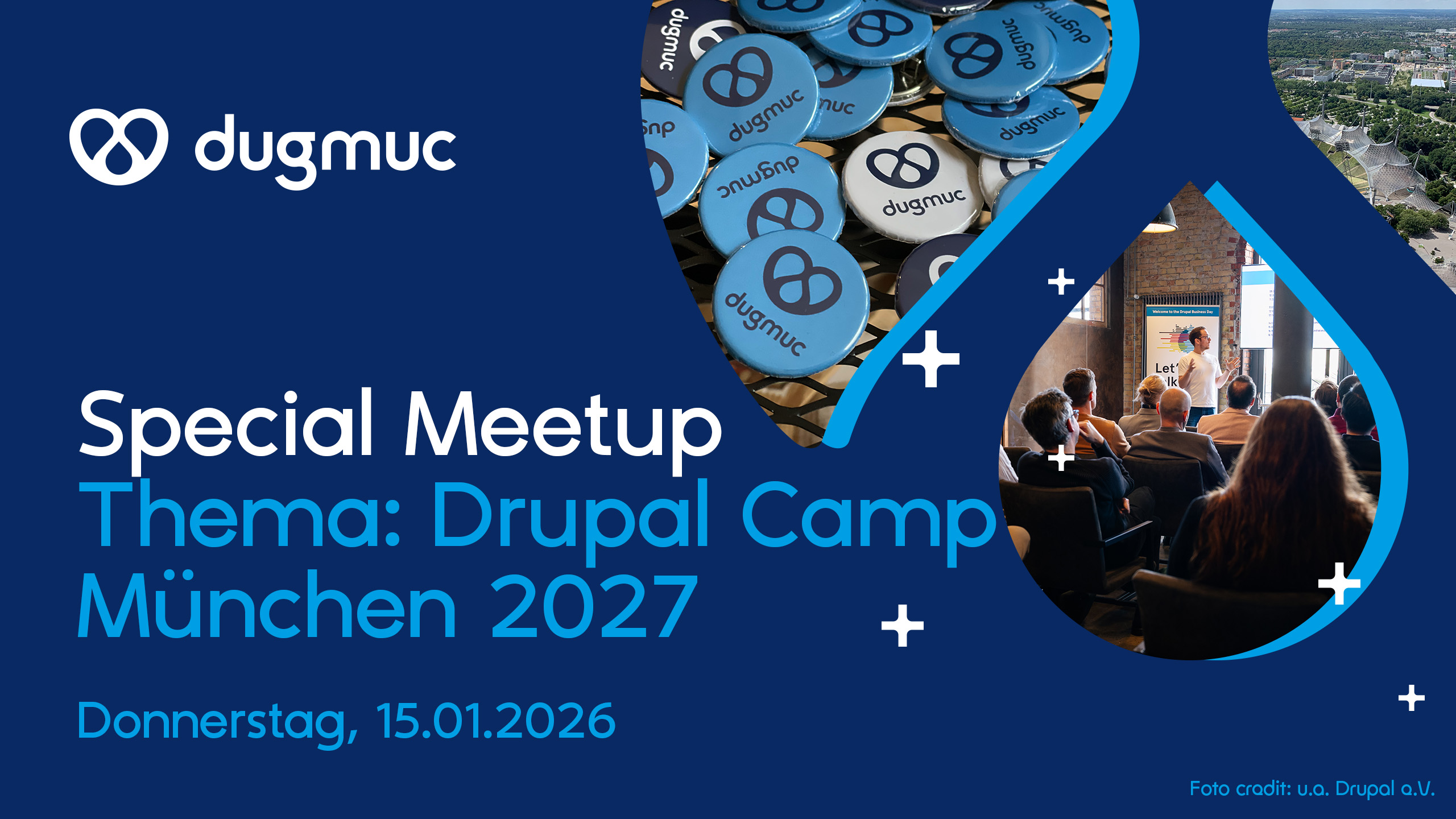 Keyvisual: Special Meetup zum Thema Drupal Camp M&uuml;nchen 2027 &ndash; Donnerstag, 15.01.2026